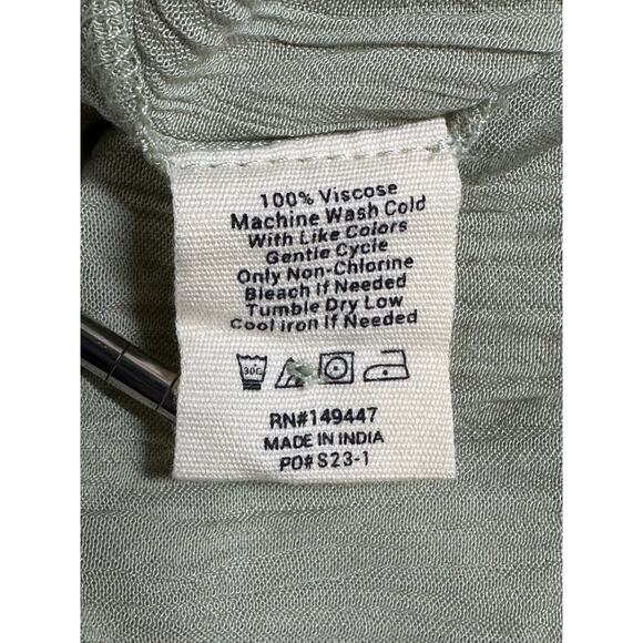 The Normal Brand Top Womens Large Ezra Cropped Short Sleeves Sage Green Sheer - Picture 9 of 11